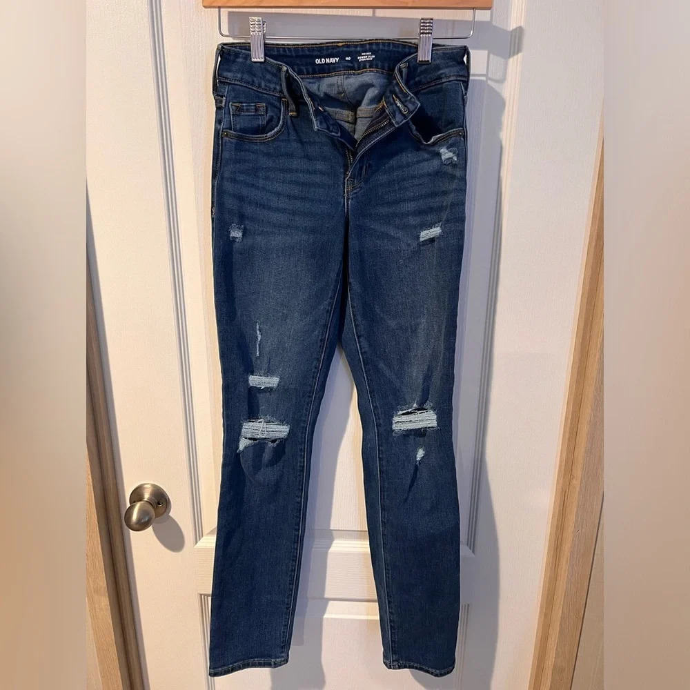 Old Navy 00 mid-rise power slim straight jeans